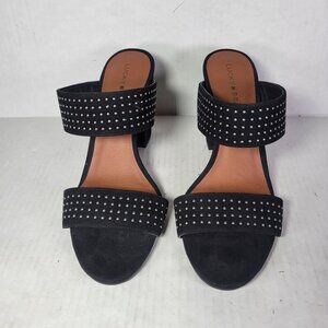 Lucky Brand Black Suede Studded Heeled Sandals